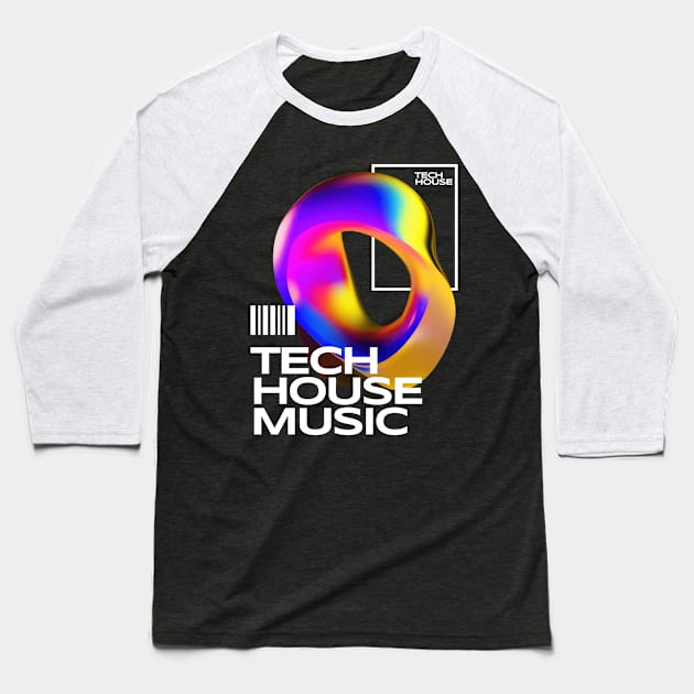 TECH HOUSE  - Y2K object (White) Baseball T-Shirt by DISCOTHREADZ 